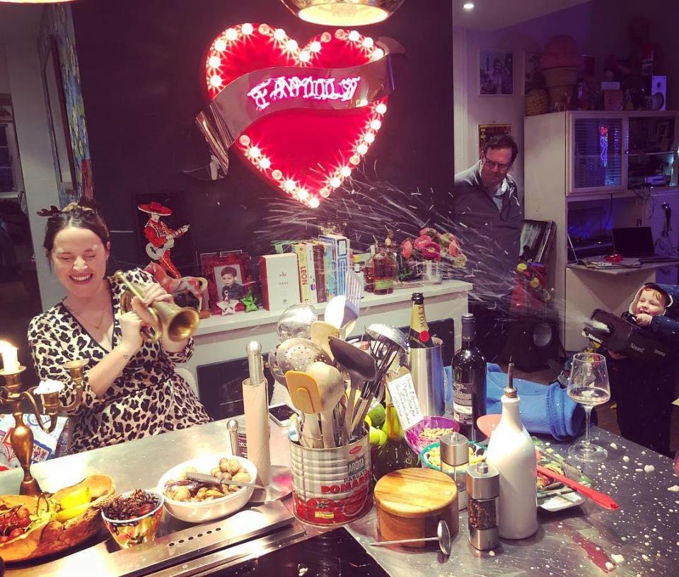  Jesse pictured with Sophie’s sister Martha during at water game at Christmas