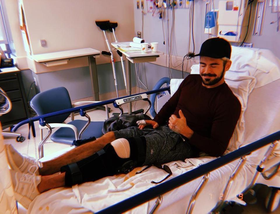 Zac Efron recovers in hospital after surgery on his knee