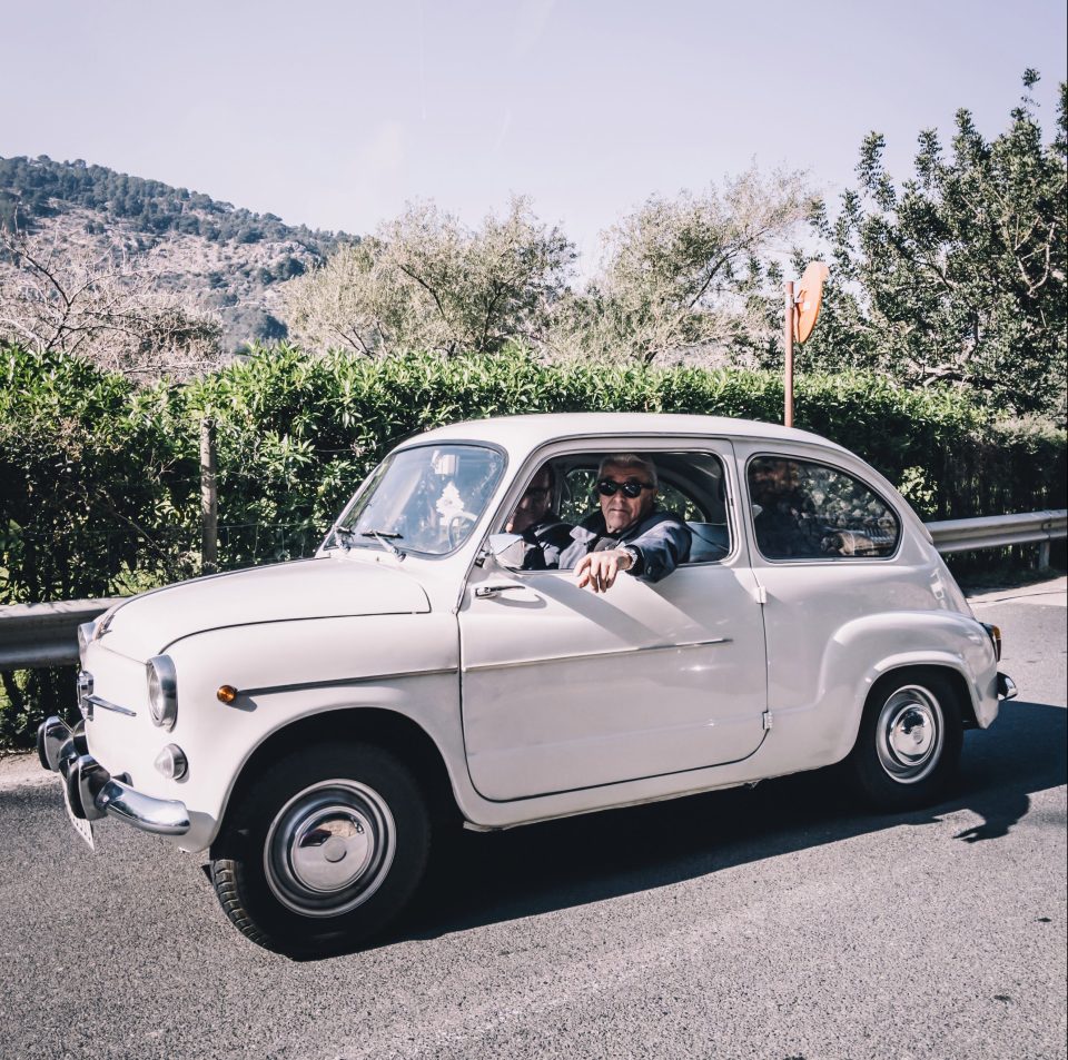  We were driven around in a classic Seat 600