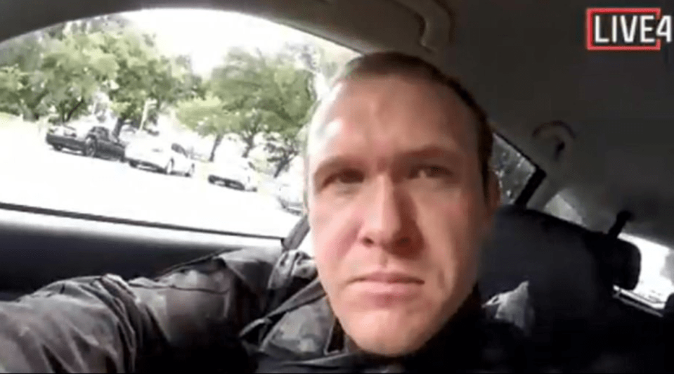  The shooter turns the camera on himself on the way to the rampage