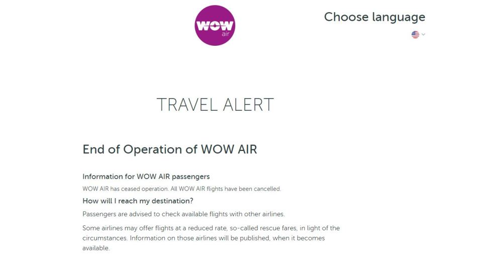  Icelandic budget airline Wow Air has suspended all flights