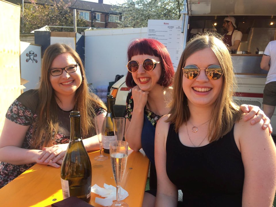  Helen drinking with her pals