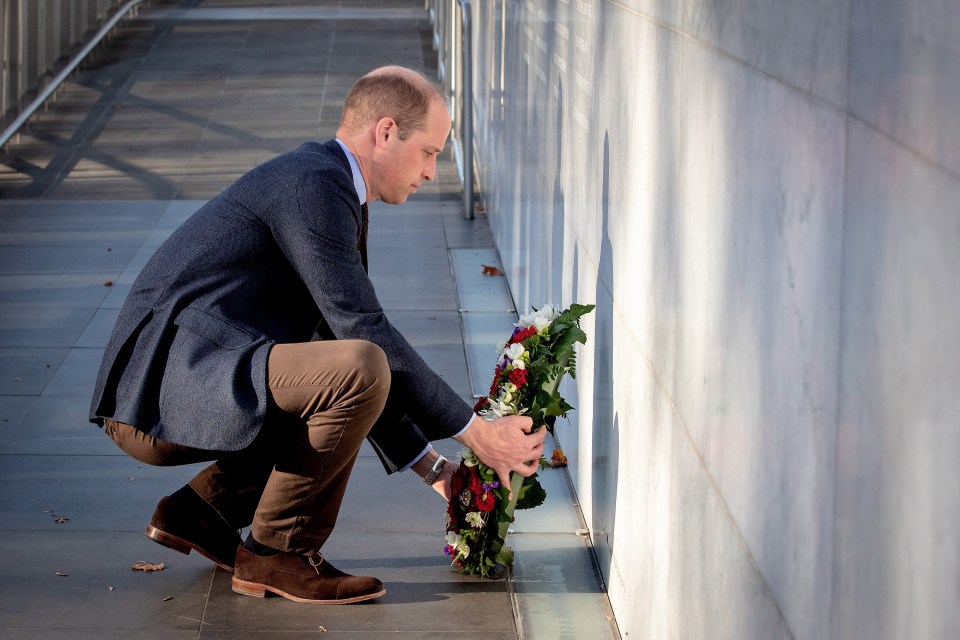  The Prince showed his respects to those who died in the horrific massacres by laying a wreath at a memorial site