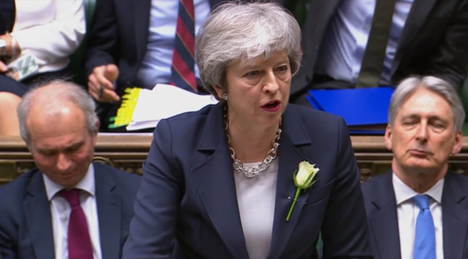 Prime Minister Theresa May speaks during Prime Minister's Questions in the House of Commons