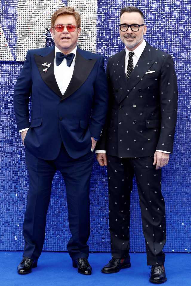  Elton John, left, with David Furnish at the UK premiere of Rocketman
