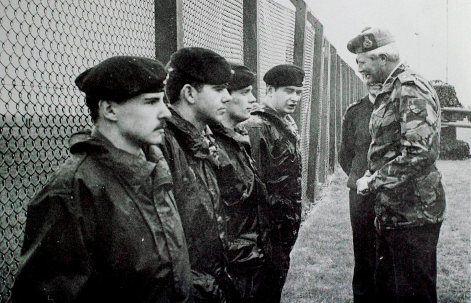 Tony (second from left) at camp Kirton Lindsey, South Humberside, shortly after returning from the Falklands