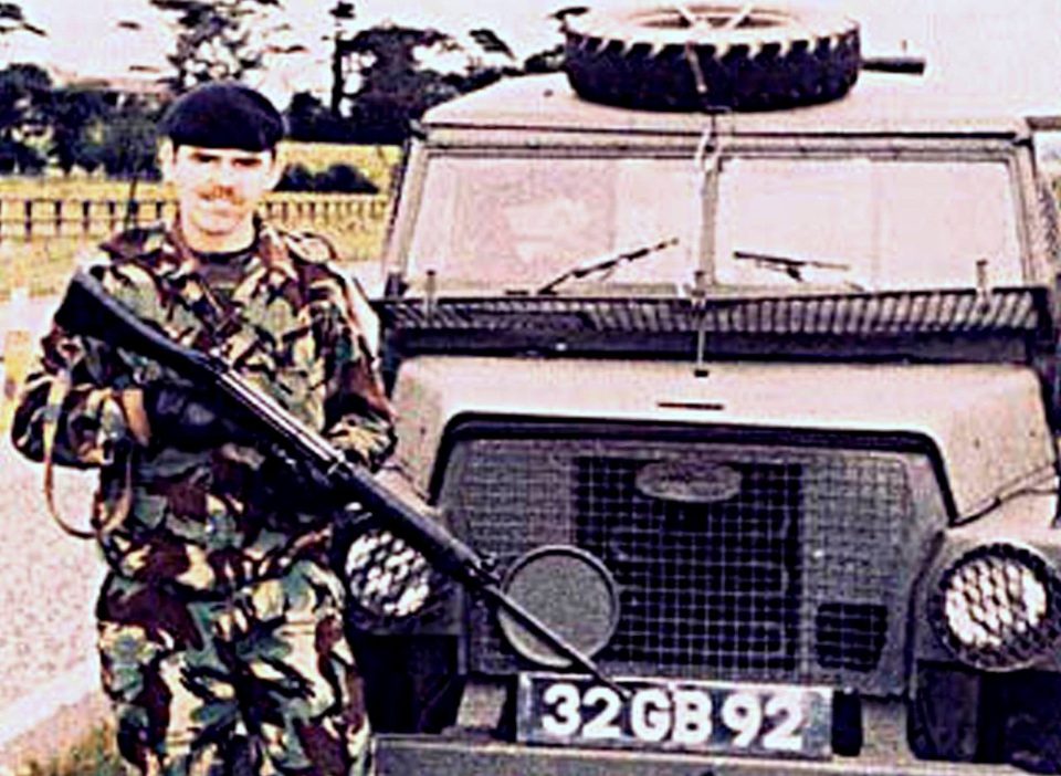 The Royal Artillery veteran served in Northern Ireland, pictured, and the Falklands War