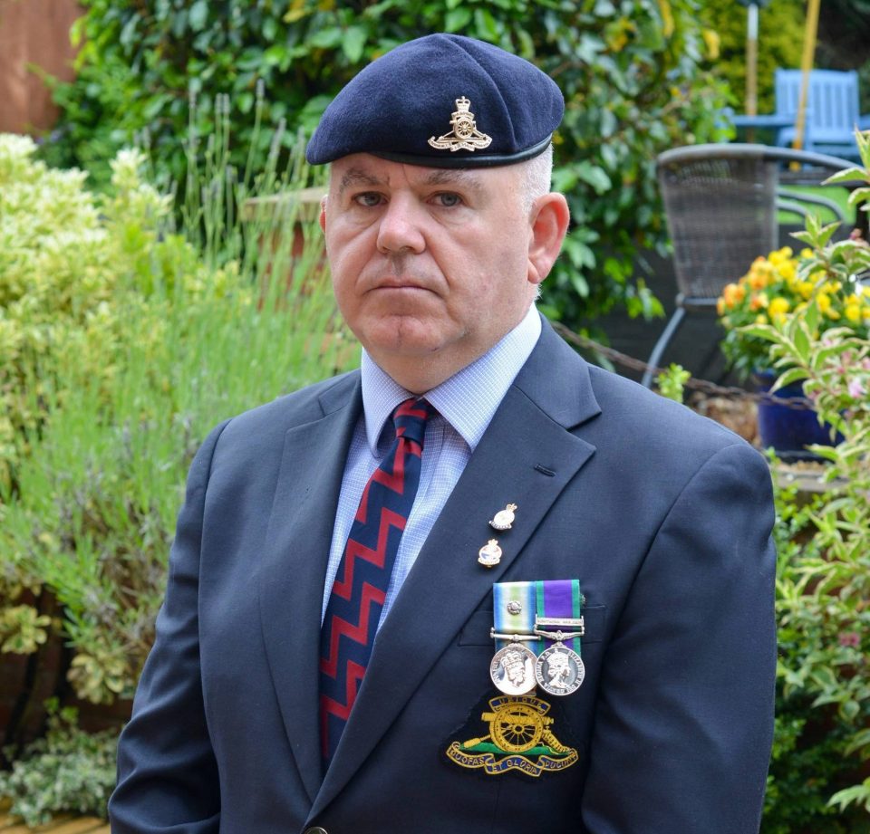 Decorated war veteran Tony McNally, 57, had cops call at his home over a jokey Brexit tweet