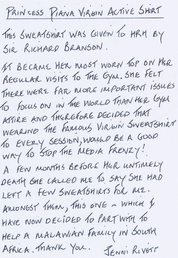  Jenni's note revealed why Princess Diana wore the jumper so much and that it was gifted to her by Sir Richard Branson
