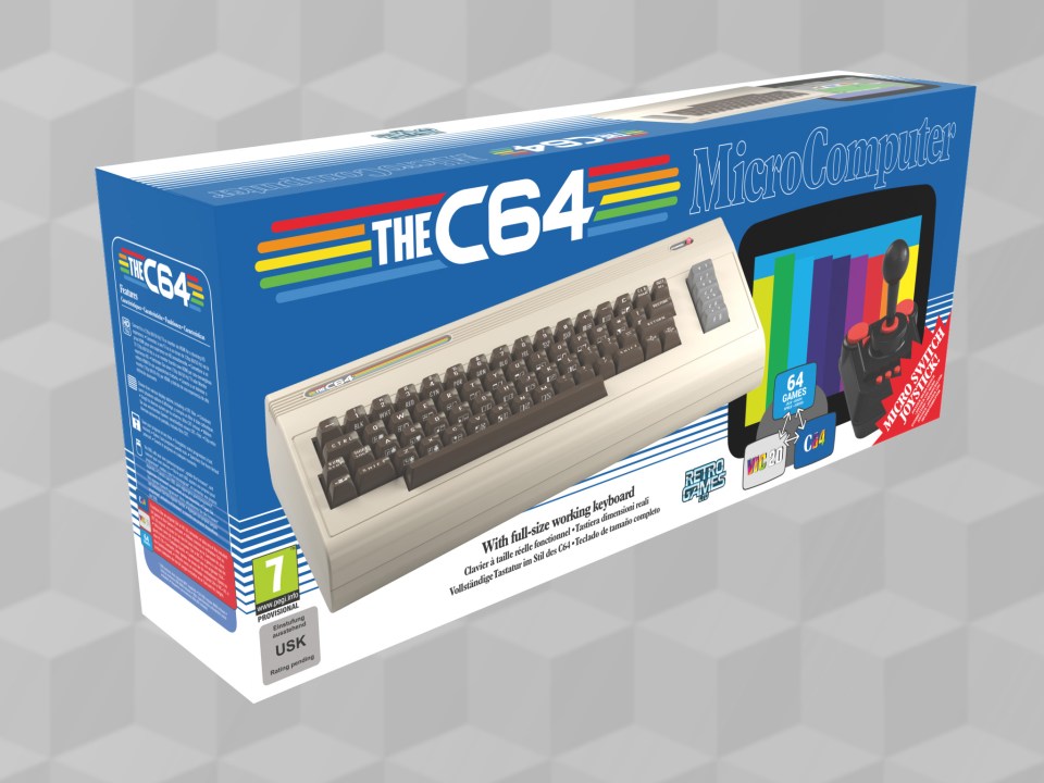  The C64 is full size, and comes with a new joystick for all your gaming needs