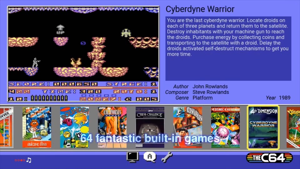  A huge gallery of games come with the C64, and others can be played via USB