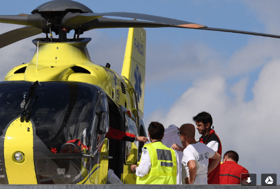 Four-time Tour de France champ and double Olympic bronze medallist Chris Froome was taken to hospital by helicopter after a crash that rules him out of cycling's biggest event this summer