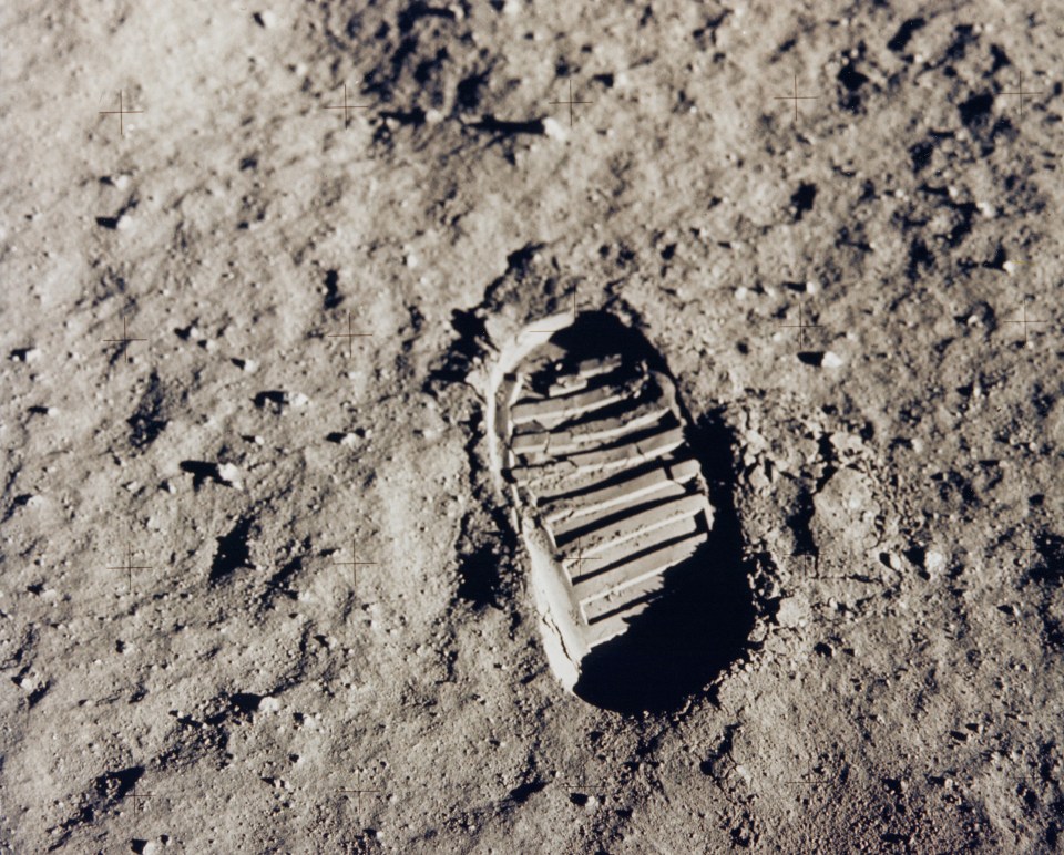 Aldrin's bootprint on moon soil - which a gardener thought could improve his crop