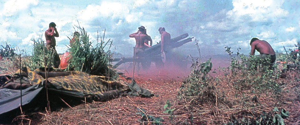  New Zealand Artillery Unit on the 105mm Howitzer, 'firing for effect'. These guns had a devastating effect on the enemy in a war which saw millions slaughtered