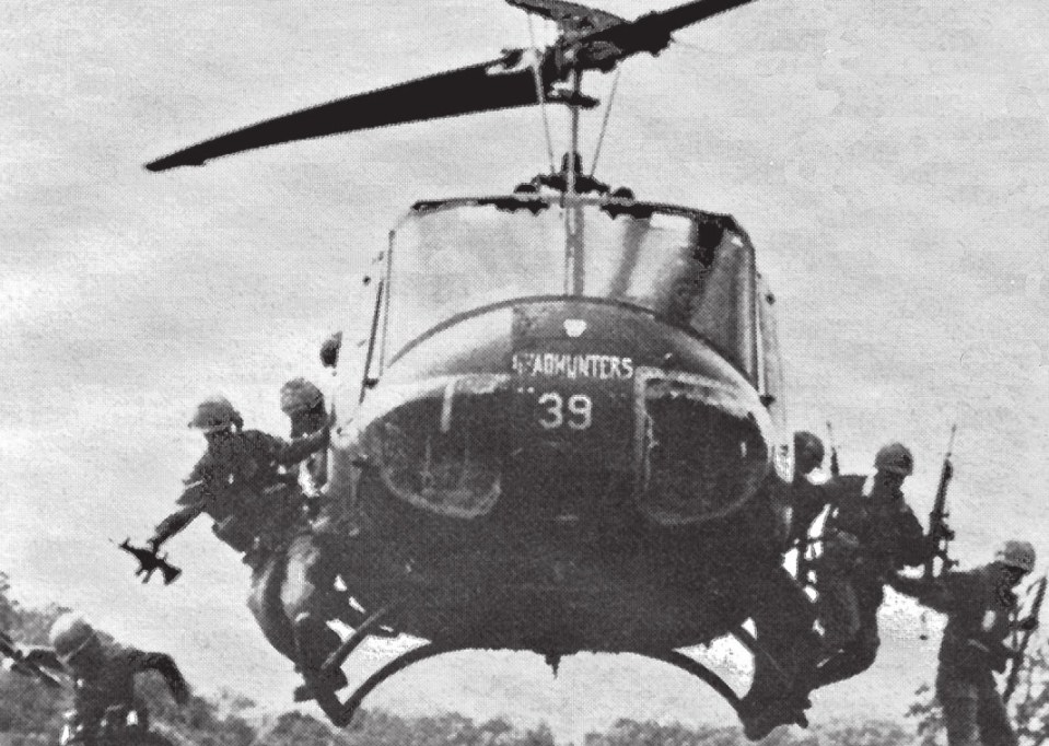  One of the most iconic photos of the war, it shows infantry “Blues” from the 1st Squadron, 9th Regiment of the 1st Cavalry, jumping from a “slick”
