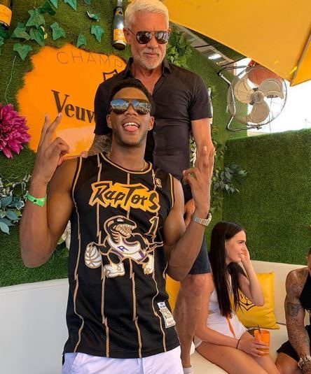  Theo had been partying with Wayne Lineker in Ibiza - on a Veuve Clicquot table