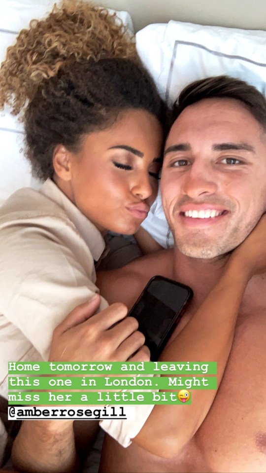  Love Island champs Amber and Greg snuggled in bed as they savoured their last day before his return Ireland