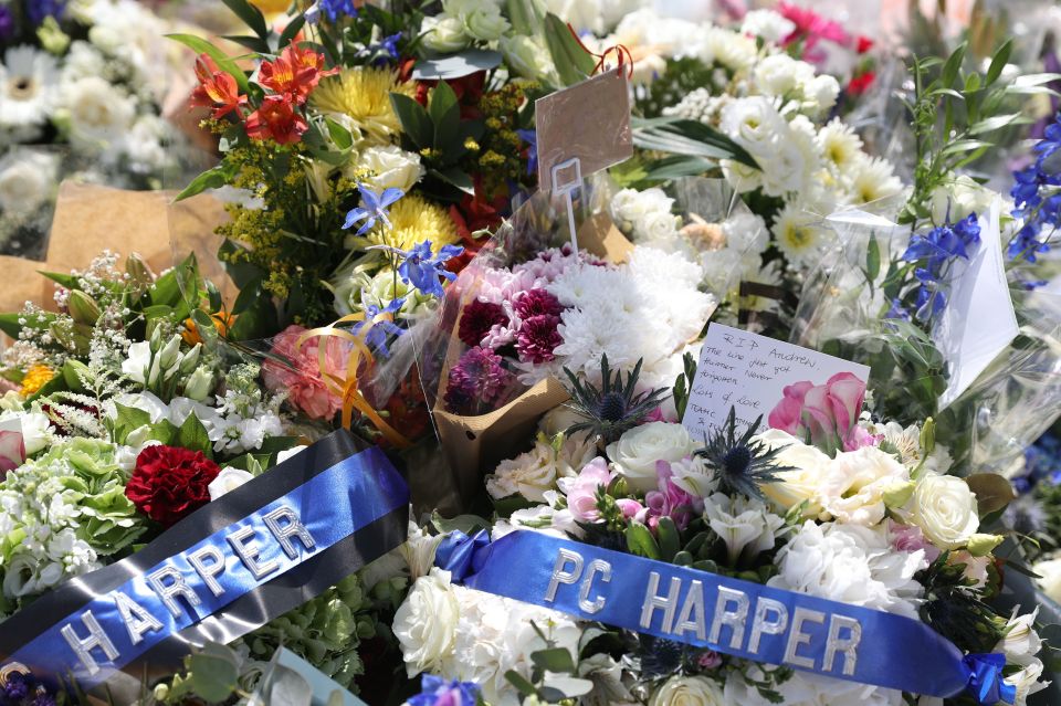  Floral tributes were left at Thames Valley Police Training Centre in Berkshire