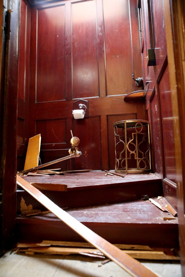  Smashed floorboards at the scene of the crime