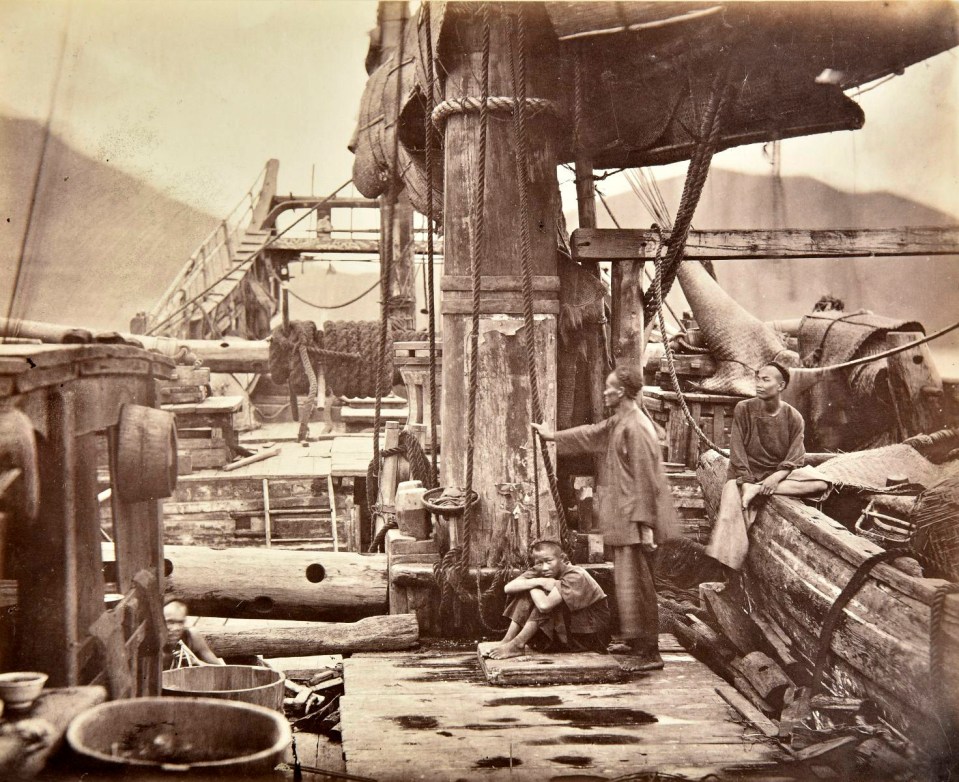  A Chinese Junk sails across the sea