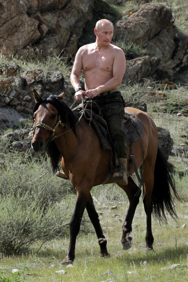  Kim appeared to mimic Kremlin hardman Vladimir Putin's penchant for posing bare-chested on horseback