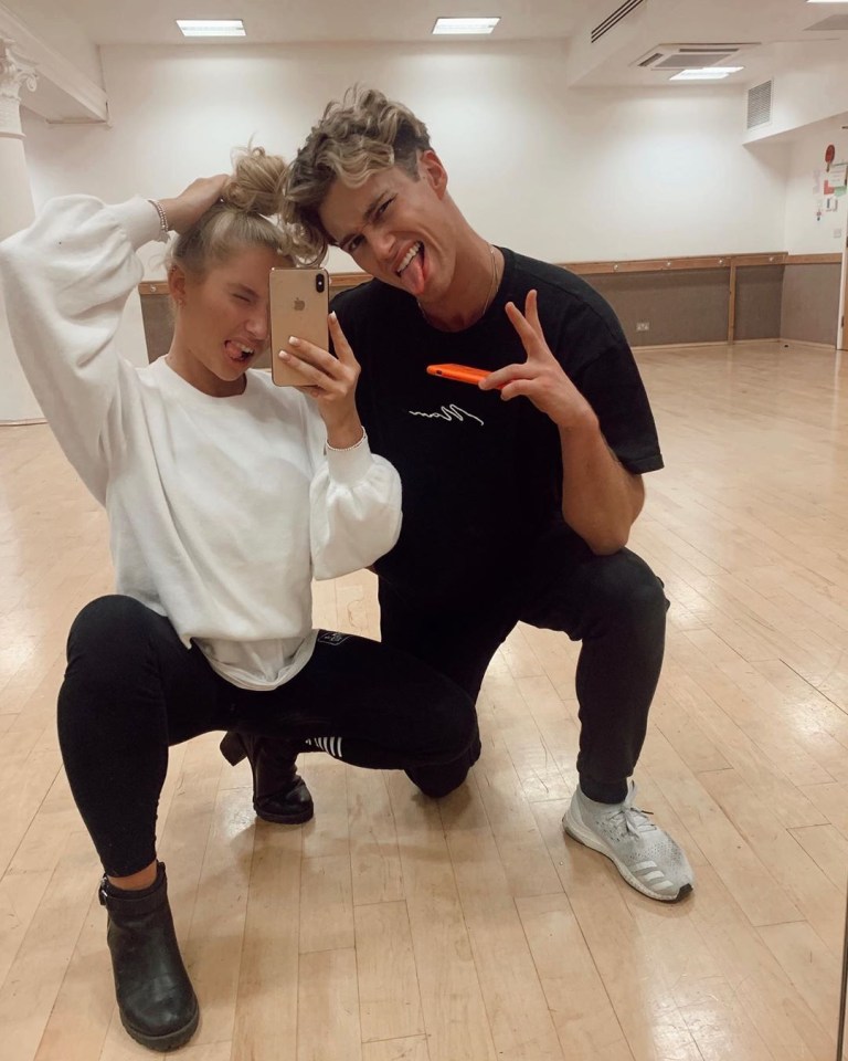  The dancing duo are hard at work in rehearsals for Saturday night's movie week