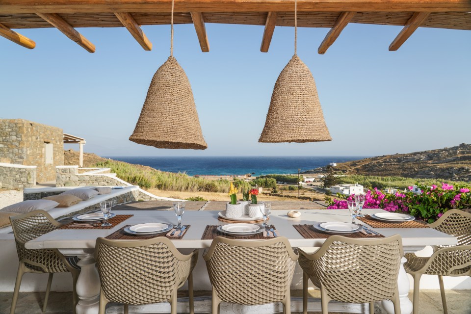 You can dine with a view at a villa in Mykonos