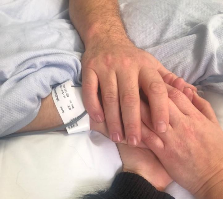 Dad John, Mum Tracey and sister Jade lay their hands on Haydons during his last moments in hospital