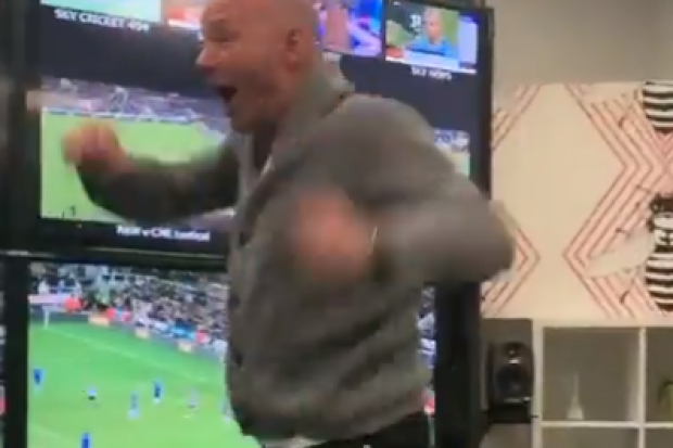  Alan Shearer could not contain himself after seeing his beloved Newcastle score