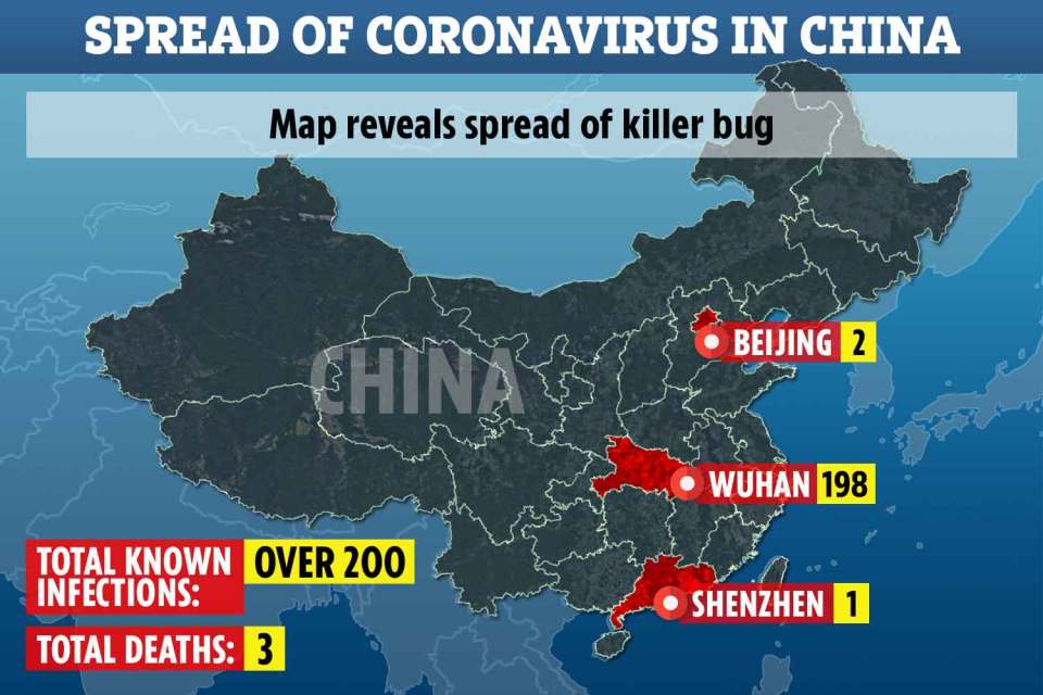  Officials have revealed the deadly bug has spread to more cities in China
