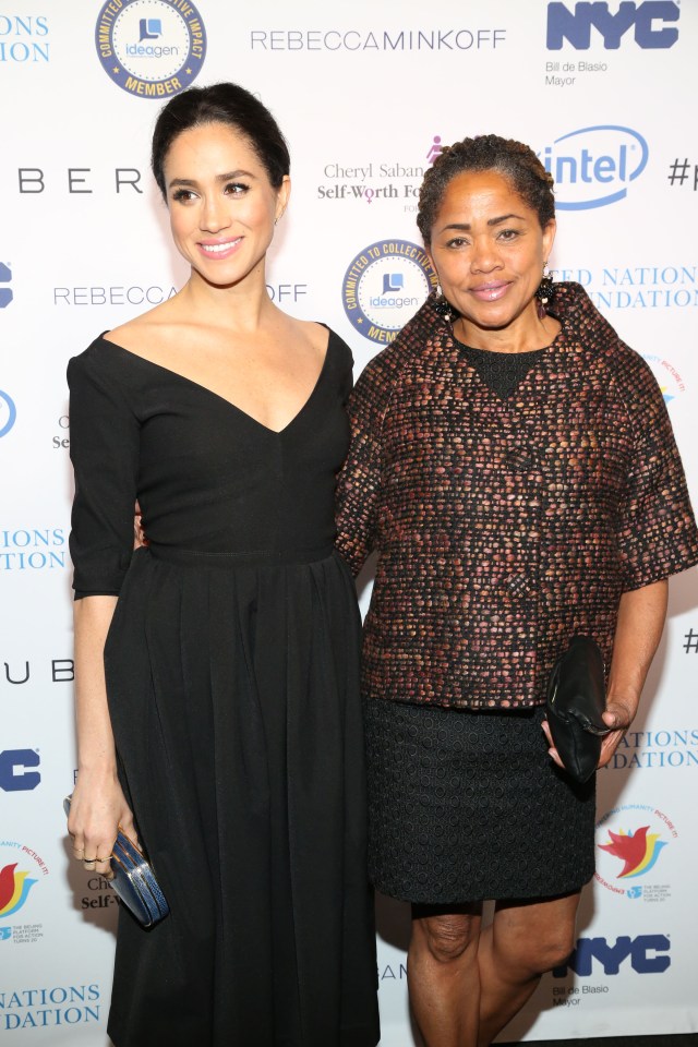 Meghan Markle poses with her mum Doria - with claims she is angry with her dad for dragging the yoga instructor into their estrangement