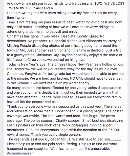  John ended the emotional letter with #comehomeleah
