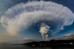 The eruption sent a plume of smoke and pebbles nine miles into the sky