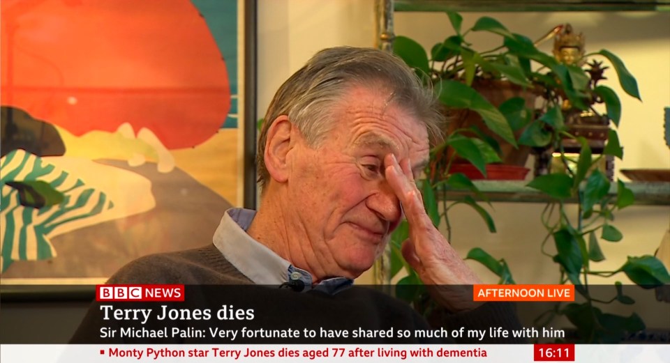  Sir Michael Palin broke down in tears as he remembered his friend Terry Jones