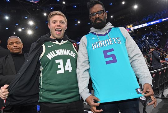  British comics Rob Beckett and Romesh Ranganathan were also in the crowd