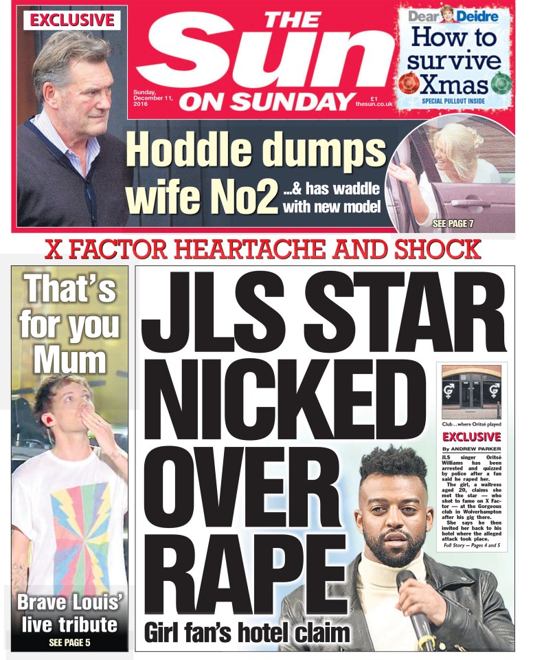 The Sun reported on the allegations made against Oritse