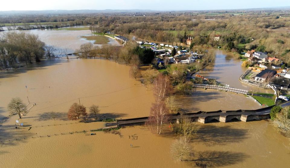  Shocking aerial views show roads around Yalding in Kent flooded