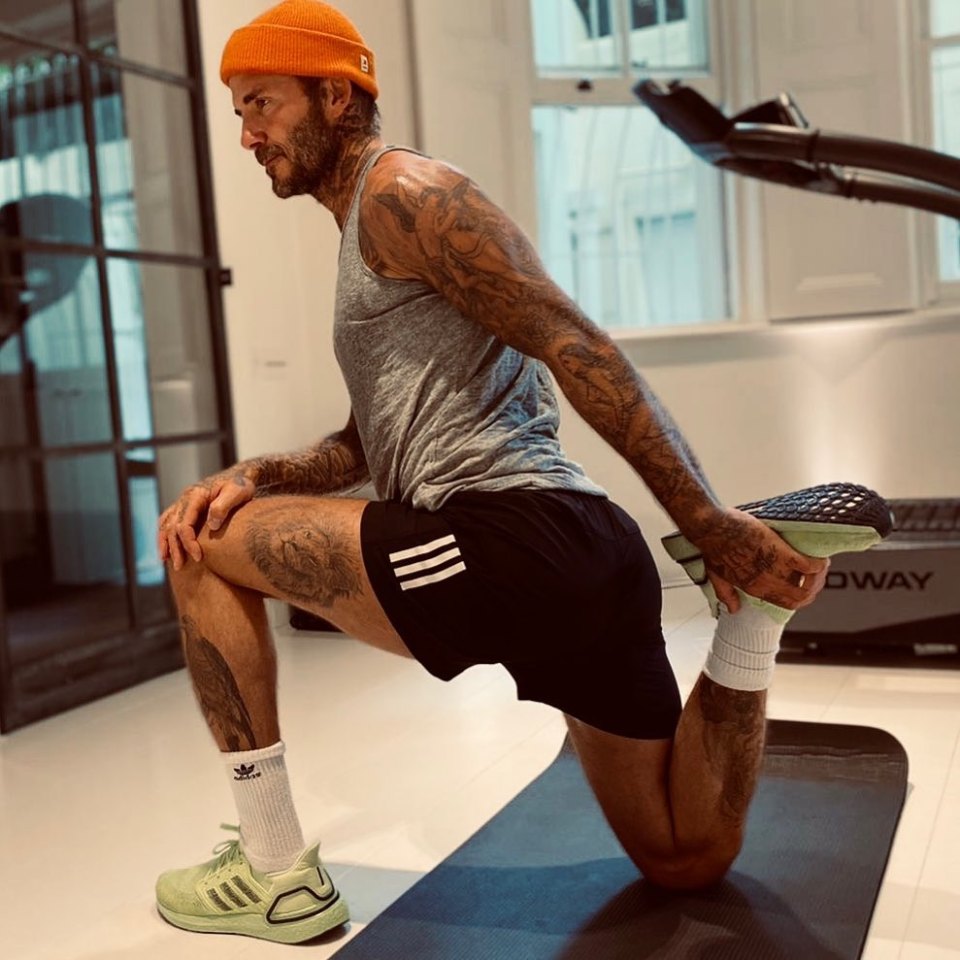 Man stretching his leg.