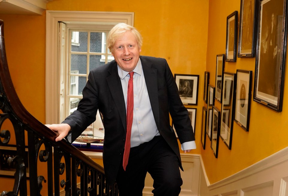  A beaming Boris back at No10 this morning after the birth of his child with Carrie