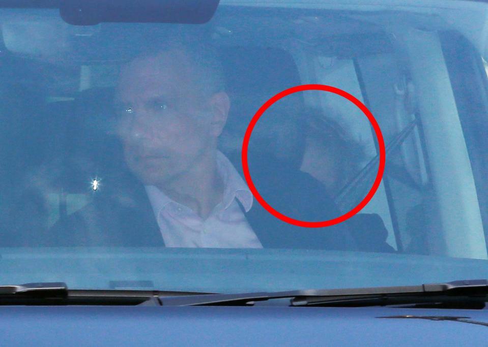  The PM is pictured, back seat on the right, in a car being driven towards his countryside retreat in Buckinghamshire