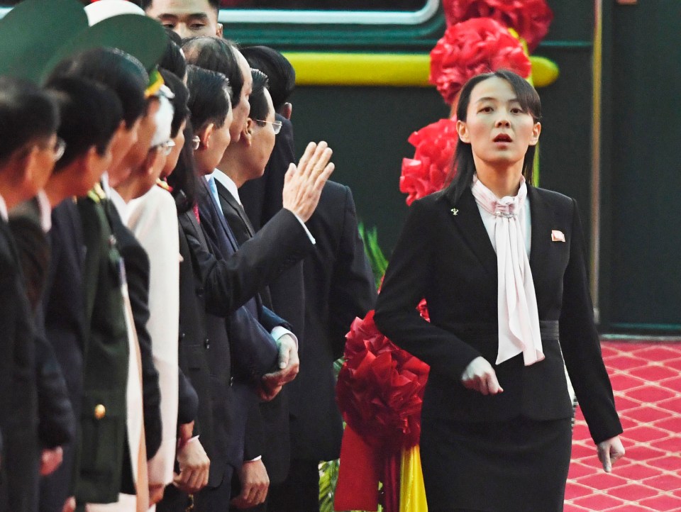  Kim Yo-Jong, right, arrives at the Dong Dang railway station, Vietnam's border town in 2019, ahead of their second summit with Donald Trump