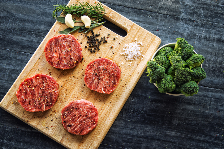  Premium raw Japanese beef steaks on cutting board (stock image)