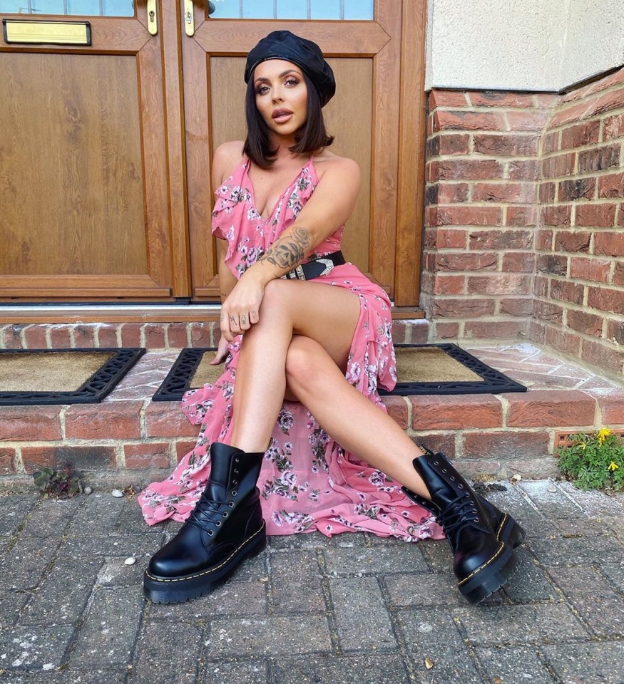 Jesy Nelson flashed her legs in a floral dress with a thigh-high split