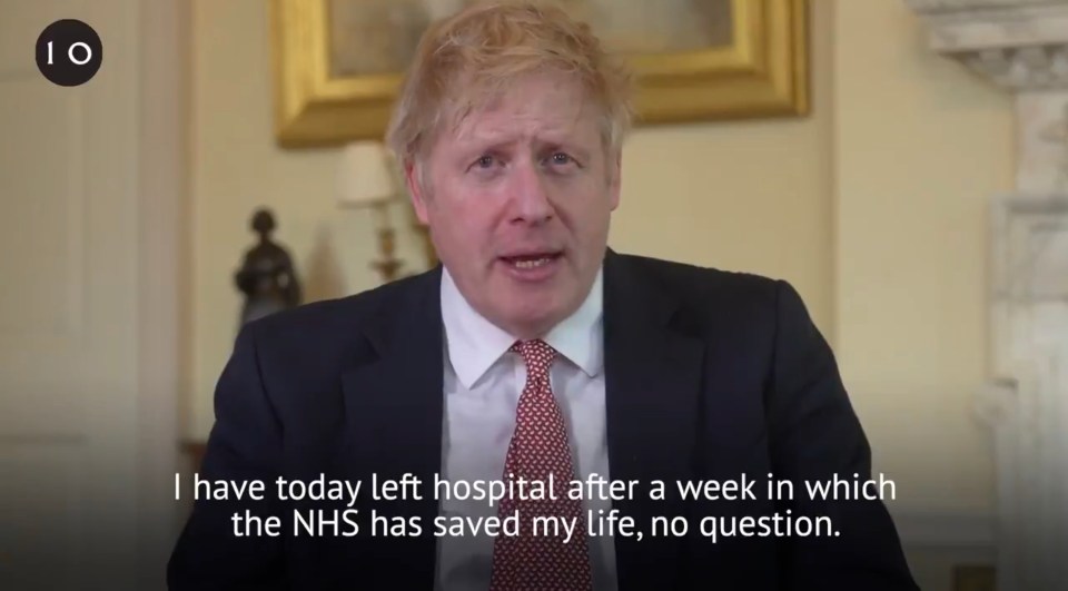  The Prime Minister thanked the NHS in a video message on Easter Sunday