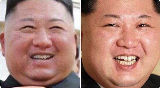  Louise Mensch shared two pictures of the Kim - but the one on the left is suspected to be doctored