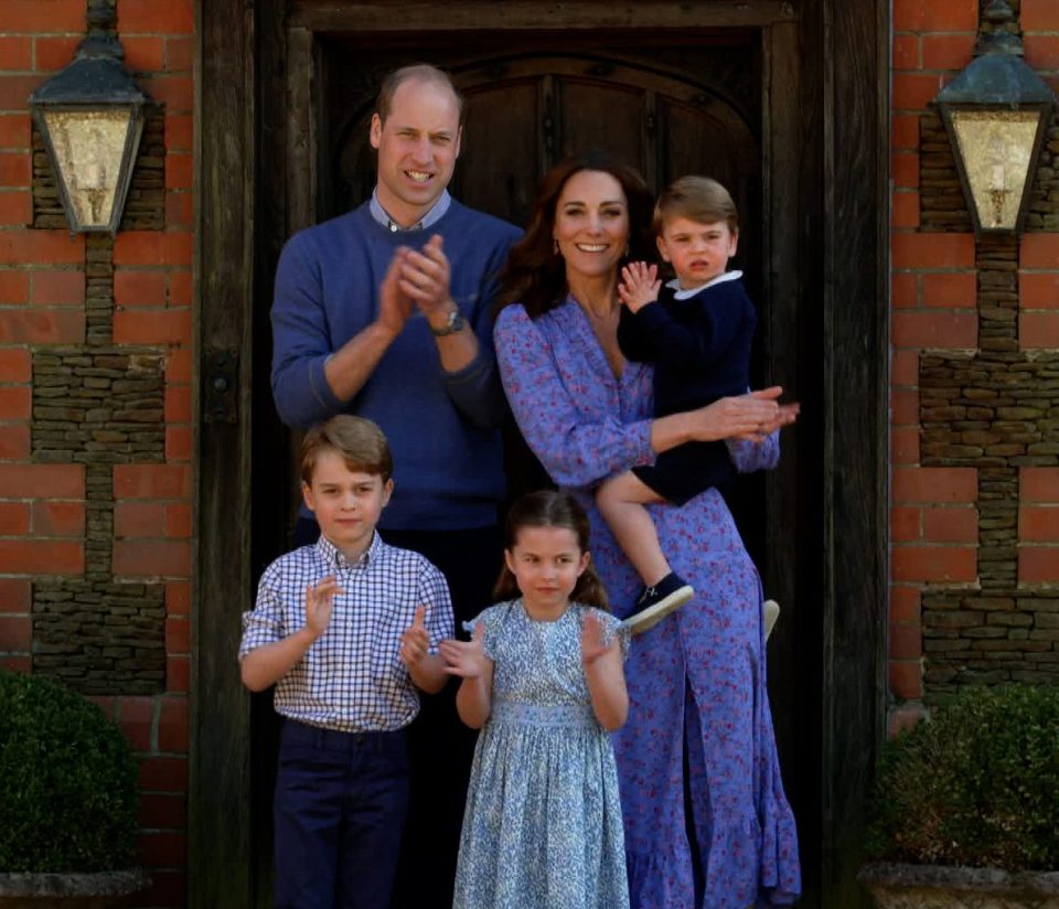  The Duke and Duchess of Cambridge pictured at their doorstep last month as they clapped for the NHS
