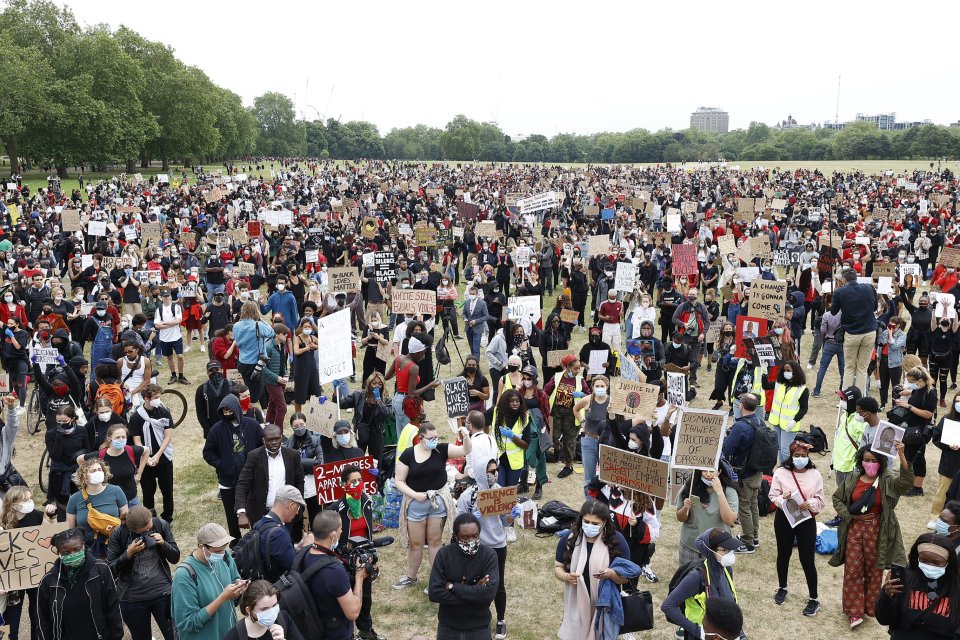  Thousands attending the protest yesterday
