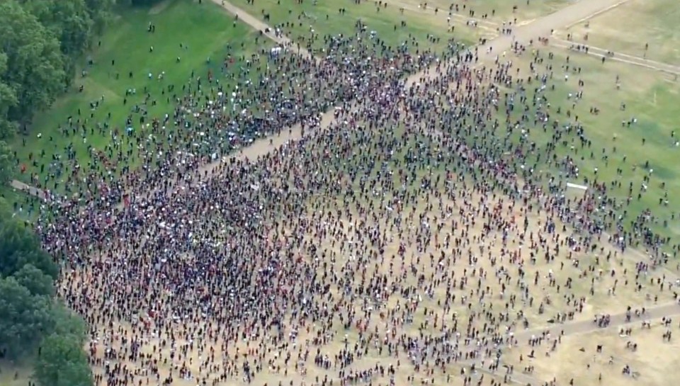  Aerial shots show the scale of the demonstration