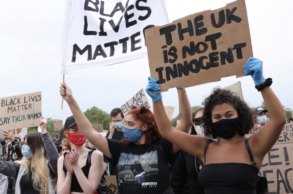  Protesters carried signs saying 'the UK is not innocent'