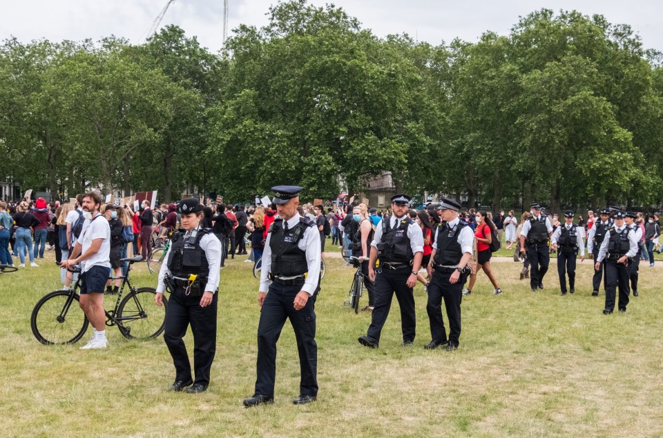  Police arrived in huge numbers to help keep the protest safe